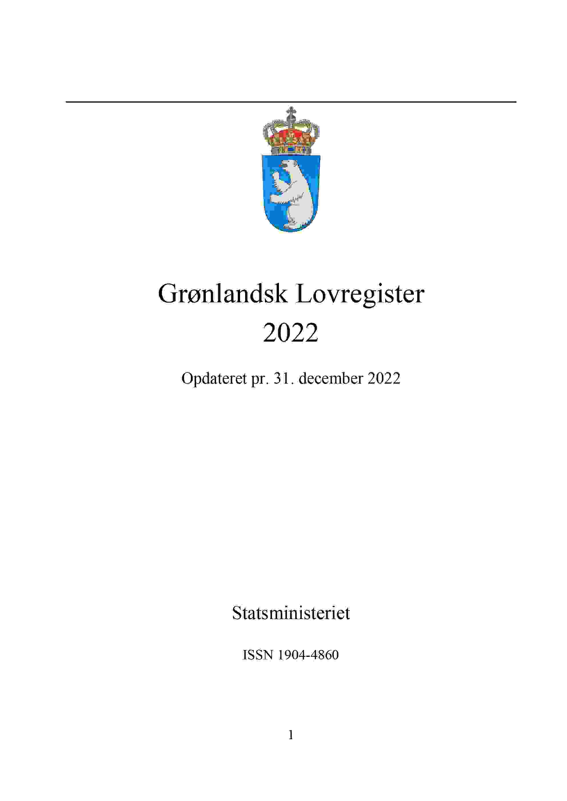 Grønlandsk Lovregister 4. Kvartal 2022 