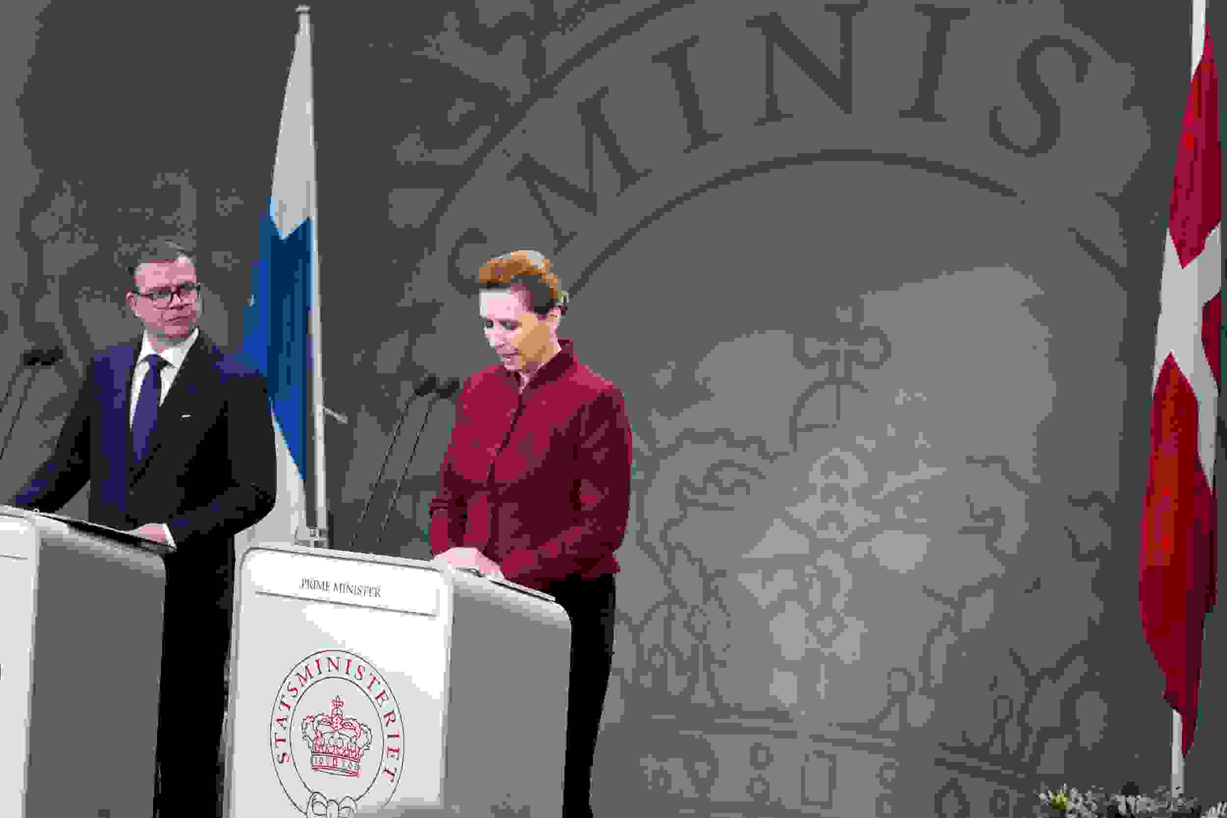 Statsminister Mette Frederiksen holder pressemøde med den finske statsminister Petteri Orpo