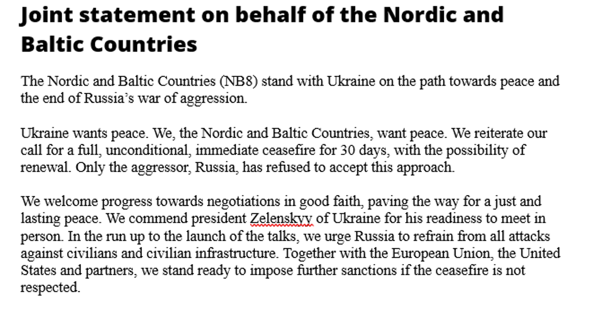Joint statement on behalf of the Nordic and Baltic Countries ...