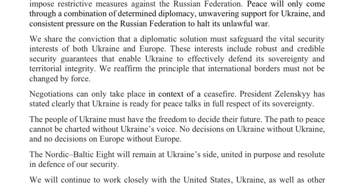 Joint Statement of Leaders of the Nordic-Baltic Eight on Ukraine ...