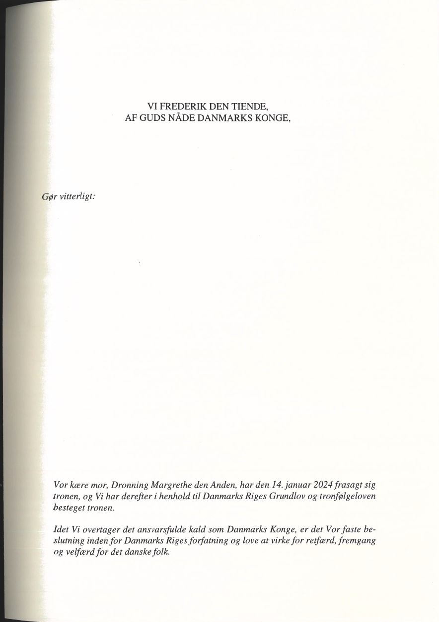 Scan af åbent brev om tronbestigelse