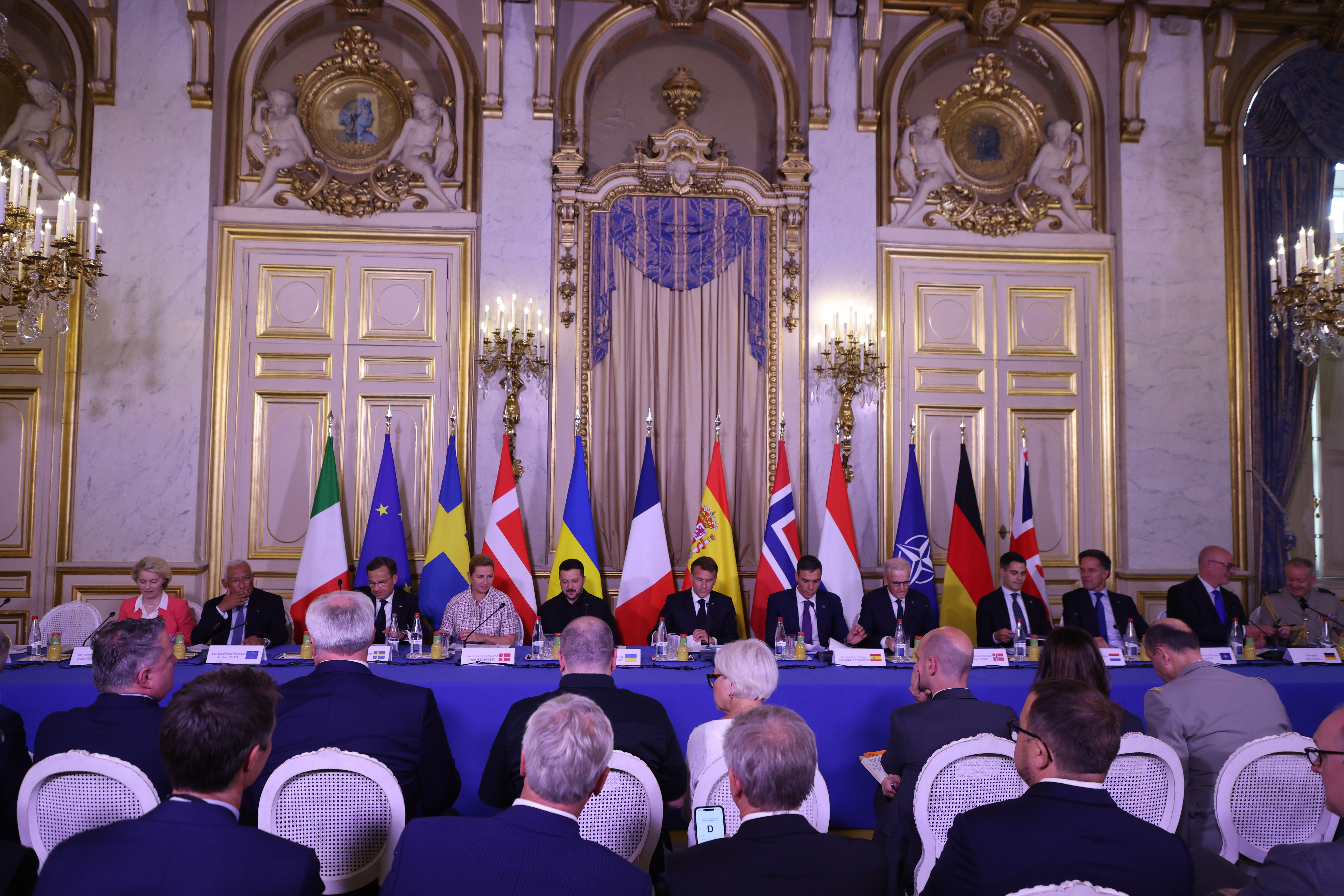 Ledere fra Italien, EU, Sverige, Danmark, Ukraine, Frankrig, Spanien, Norge, Nederlandene, NATO, Tyskland og Storbritannien til møde i Anti-ballistisk missilkoalition 
