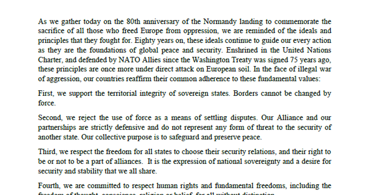 Normandy Declaration on the occasion of the commemorations of the 80th ...