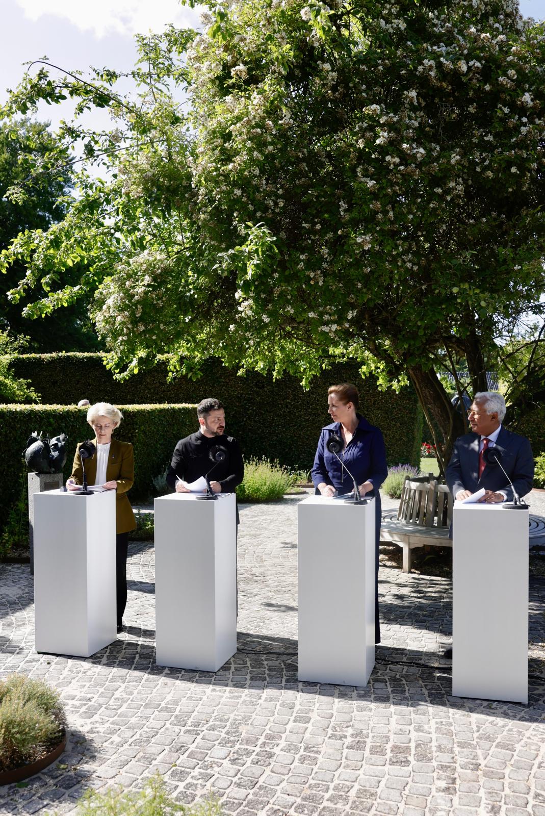 Von der Leyen, Zelenskyy, Frederiksen, Costa