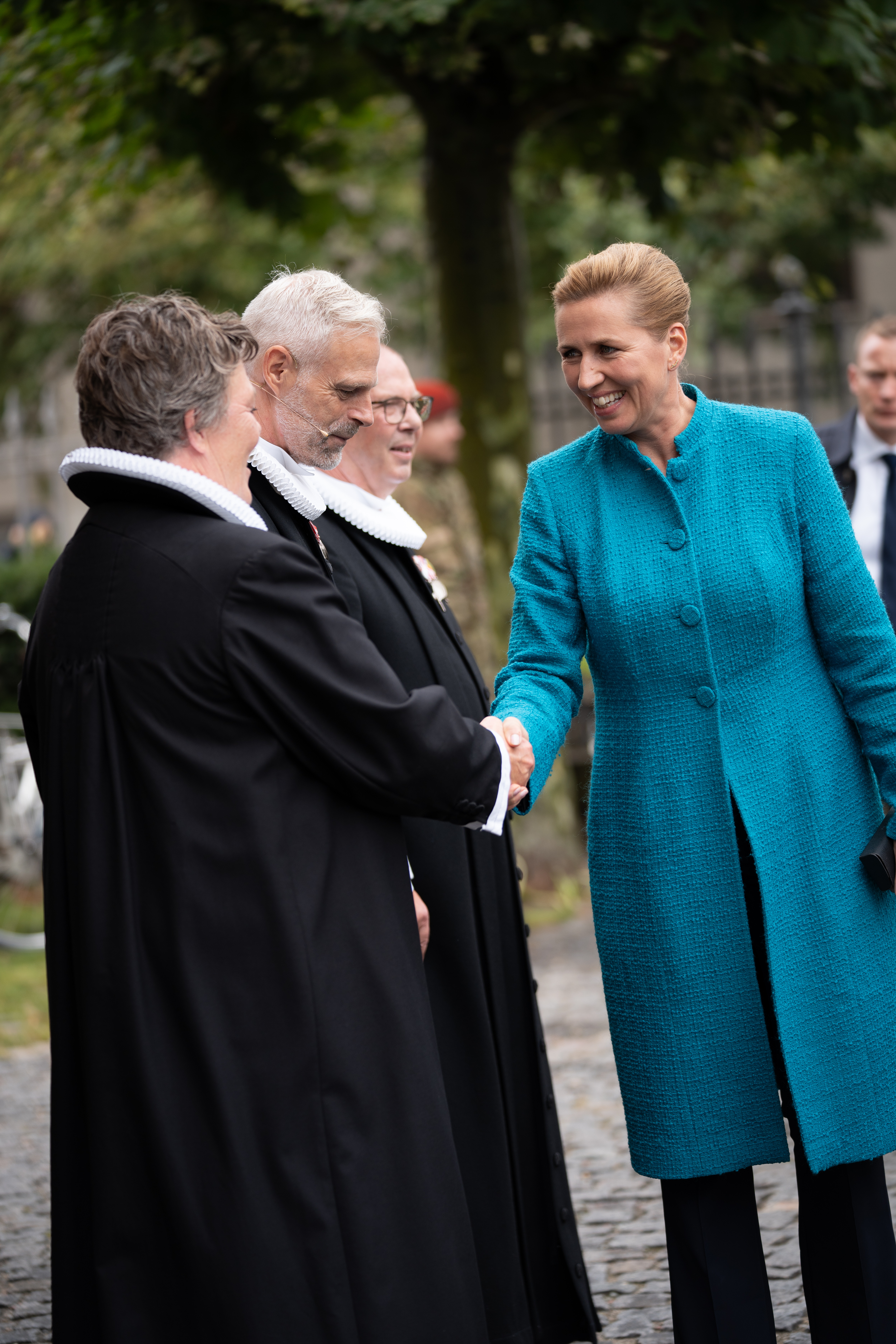 Statsminister Mette Frederiksen ankommer til gudstjeneste i Holmens Kirke