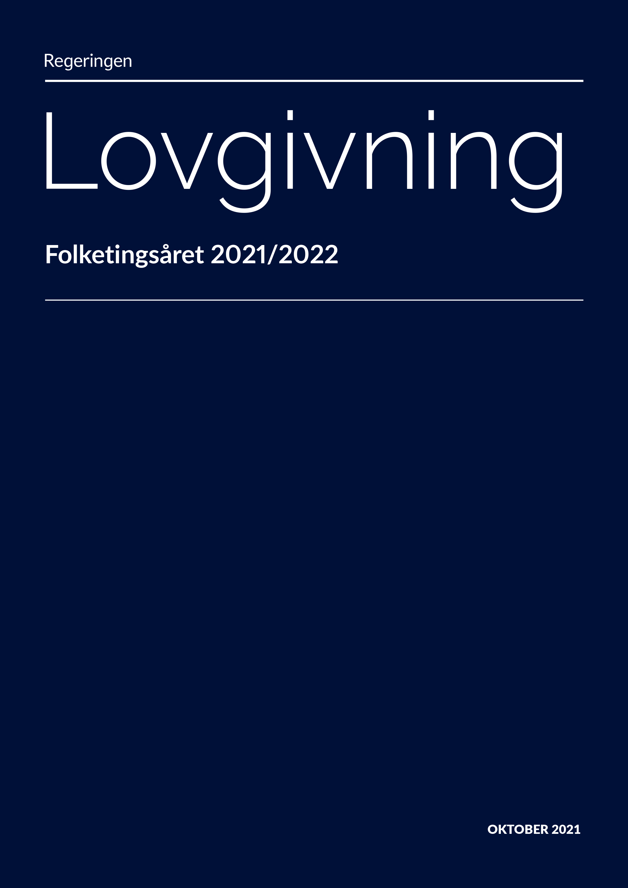 Forside til regeringens lovprogram for folketingsåret 2021-2022