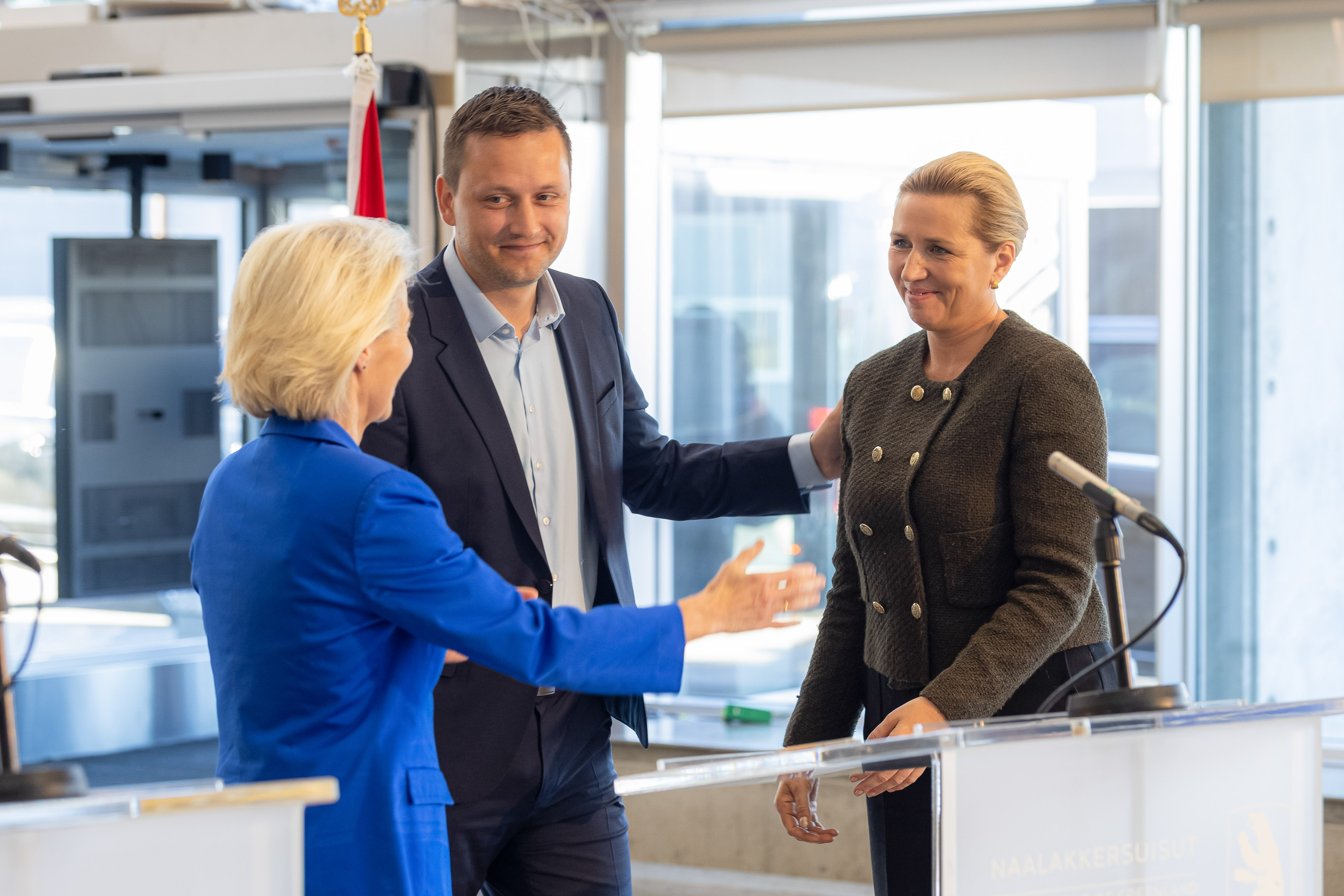 Pressemøde i Grønland den 7. september 2026 med Ursula von der Leyen, Jens-Frederik Nielsen og Mette Frederiksen