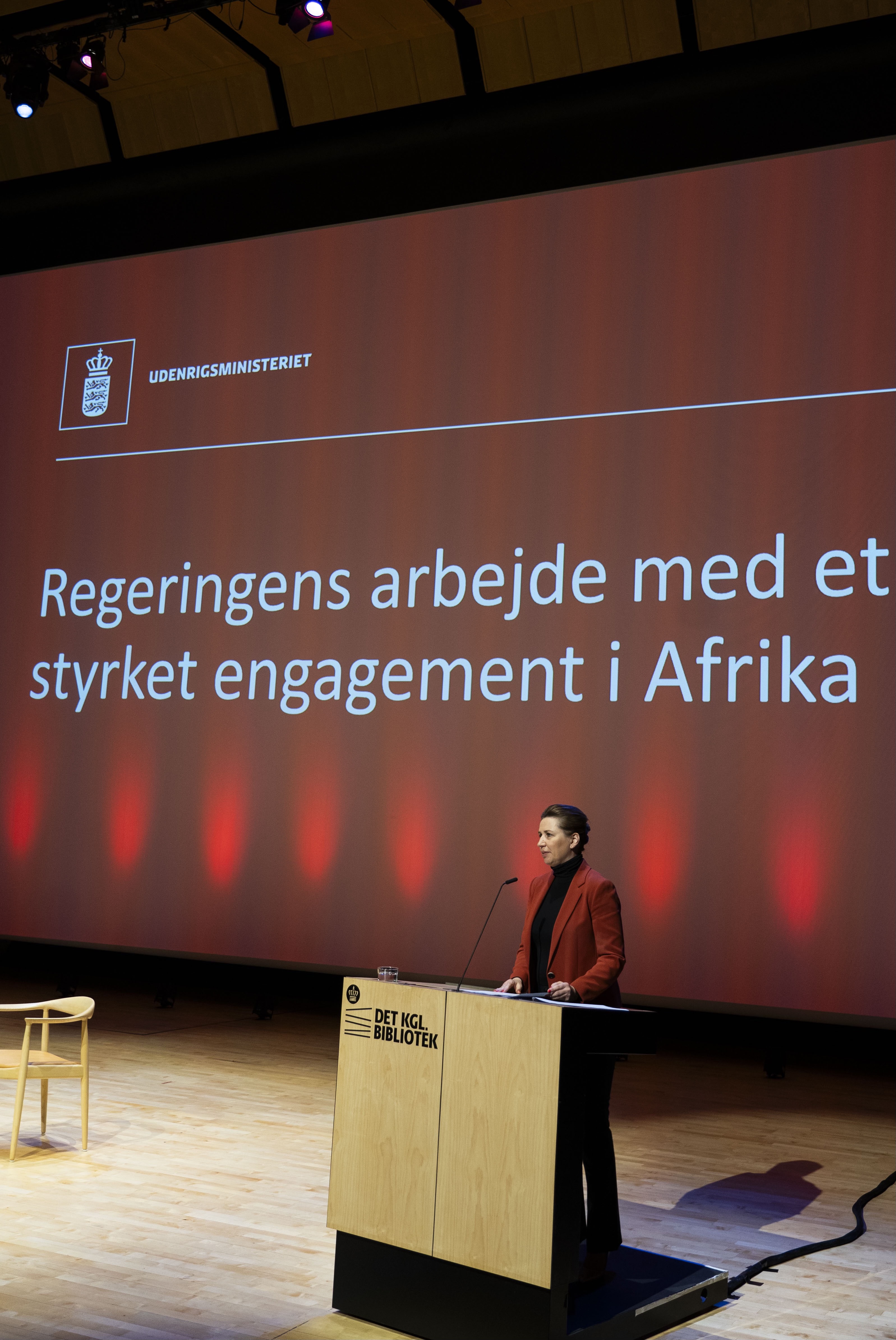 Statsminister Mette Frederiksen holder tale til arrangementet Kick-off: Regeringens arbejde med styrket engagement i Afrika